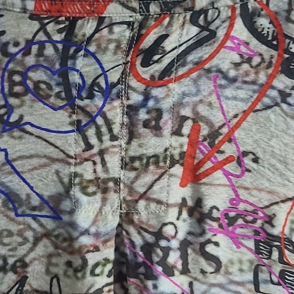 John . Mark Colorful Paris Print Button-Up Shirt  Light Party Vacation Size L/P - Picture 7 of 8